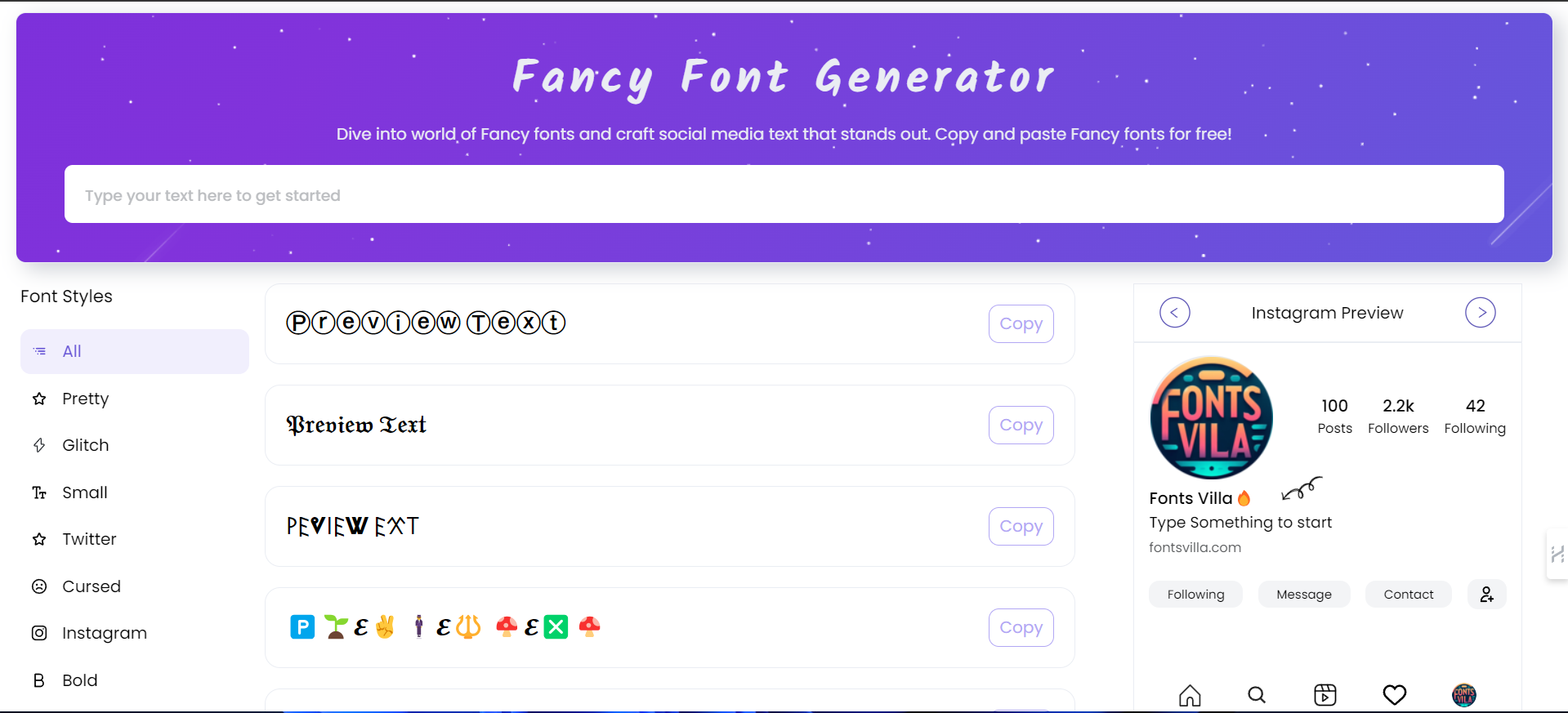 FontsVilla - Stylish Font Generator